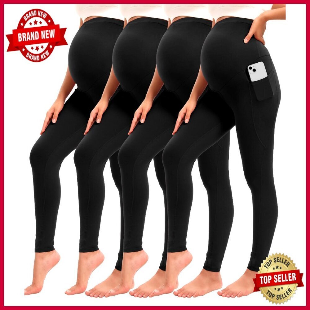 Maternity Leggings with Pockets Over Belly Pregnancy Workout Yoga Pants